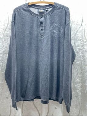 Harley-Davidson Charcoal Gray Long Sleeve Henley Shirt